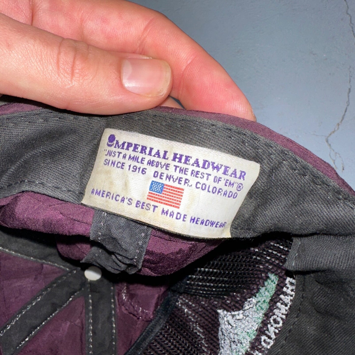 Diamond Lake Resort VTG Hat Cap Snapback Purple Checkerboard 80s Cool Oregon