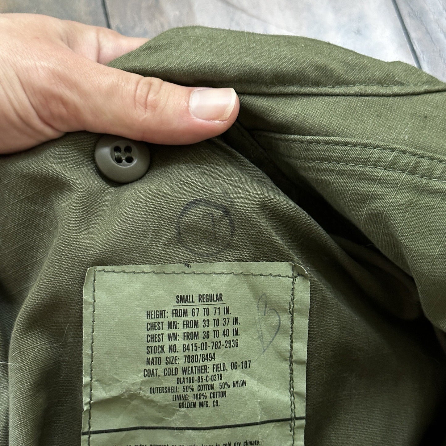 Vintage US Army 1980s Cold Weather Field Coat Jacket M-65 OG 107 Small 80s wwii