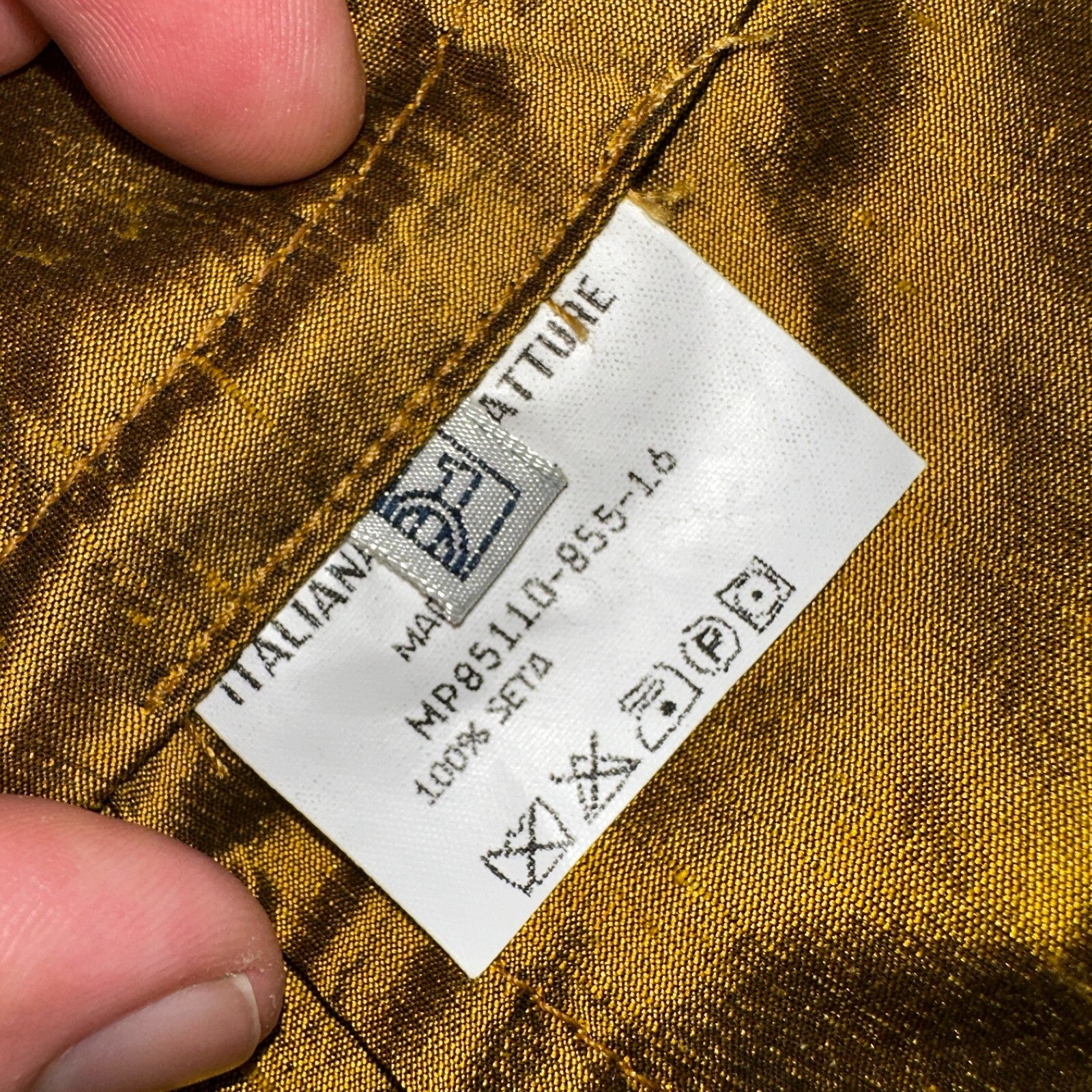 Romeo Gigli Yellow Gold Silk Button Jacket Shirt Blouse VTG Size 42 Italy RARE