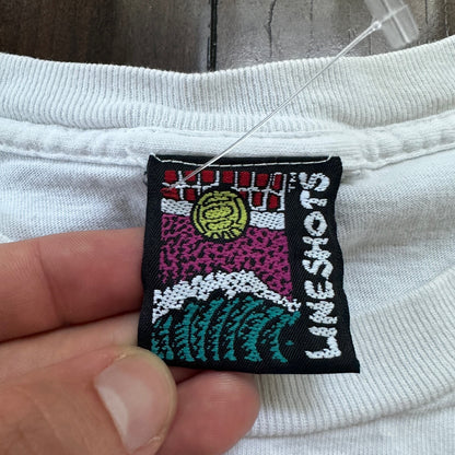Line Shots Vintage T Shirt Volleyball Surf L 1990 90s White Single Stitch Cool