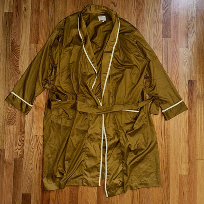 Vintage Pleetway 60s Lounge Robe Smoking Jacket Brown Yellow Toga XL Rockabilly