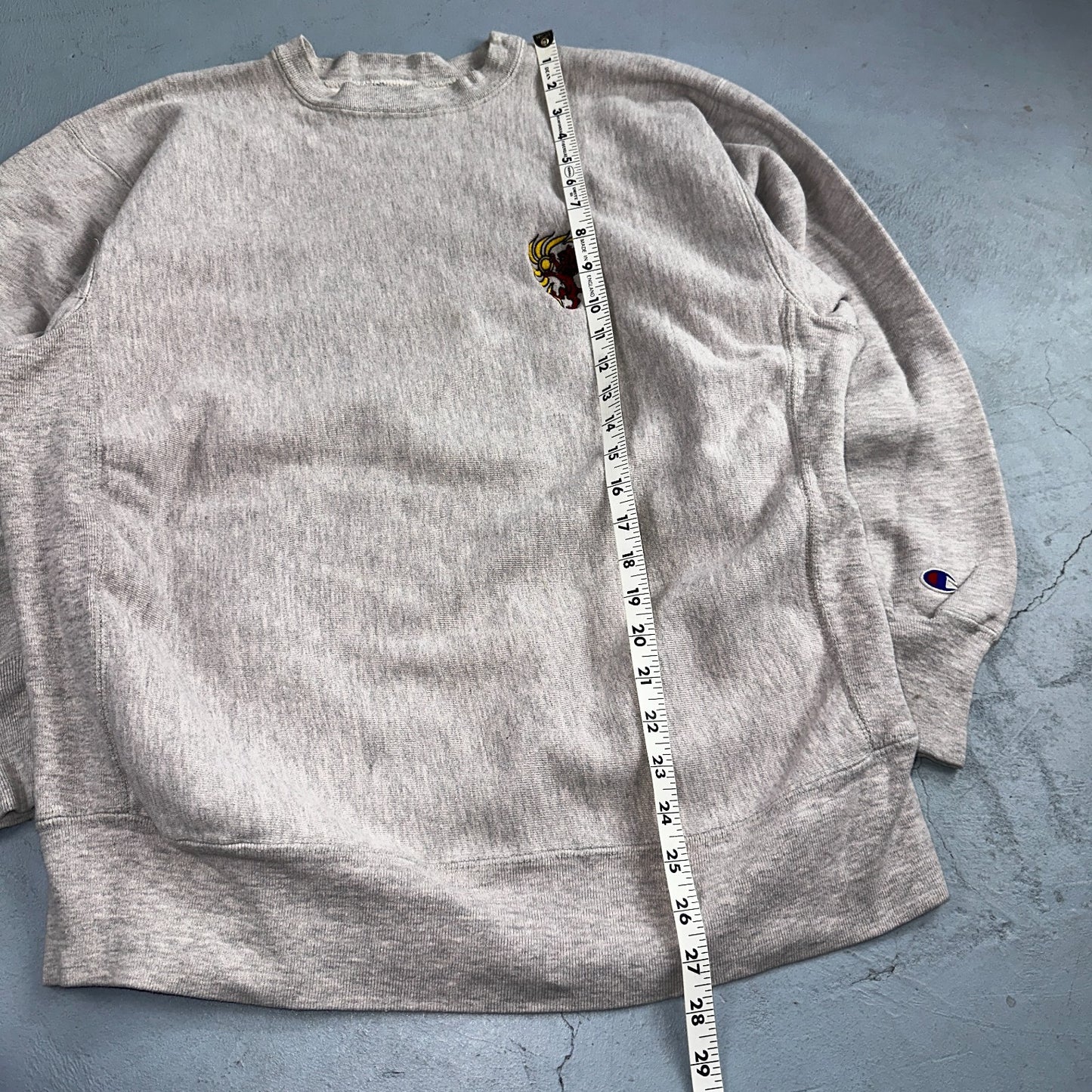 VTG 80s Champion Reverse Weave Crewneck Sweatshirt Gray USA XL Lion Sun Motif