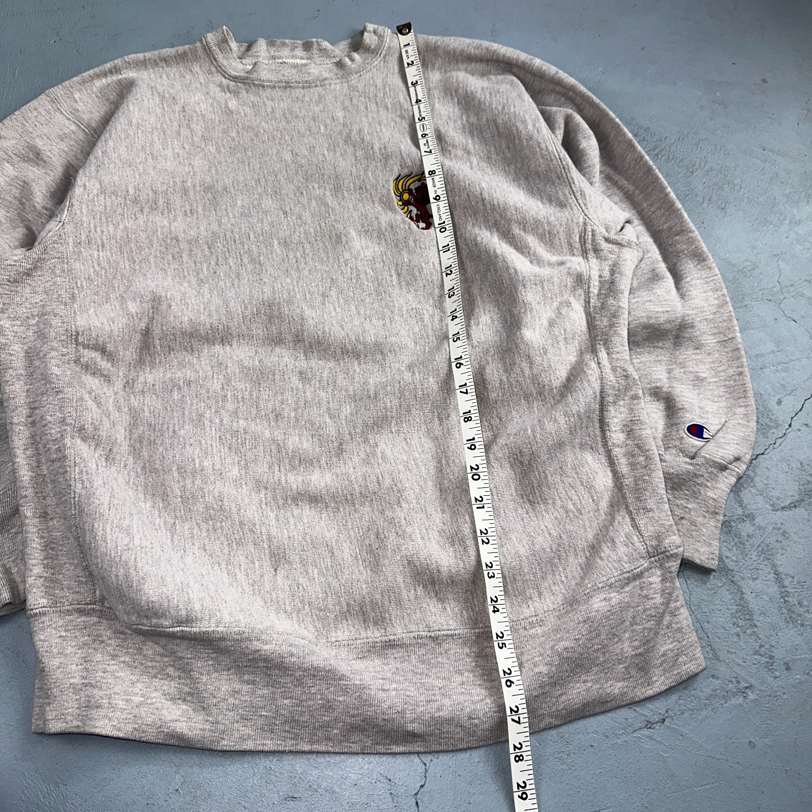 VTG 80s Champion Reverse Weave Crewneck Sweatshirt Gray USA XL Lion Sun Motif