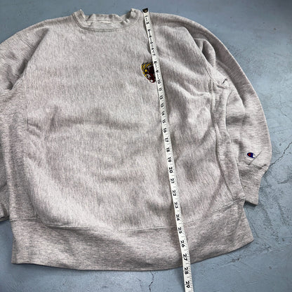 VTG 80s Champion Reverse Weave Crewneck Sweatshirt Gray USA XL Lion Sun Motif