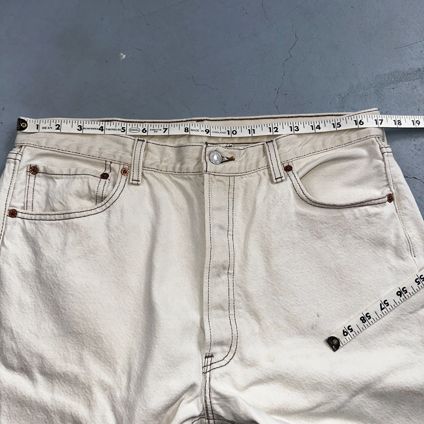 Levis 501 Vintage 90s USA XX Straight Leg Jeans White Light Wash 36x34 Act 34x34