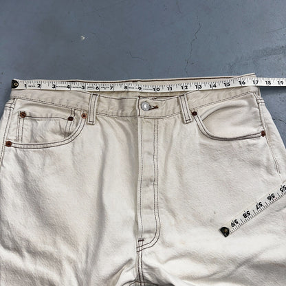 Levis 501 Vintage 90s USA XX Straight Leg Jeans White Light Wash 36x34 Act 34x34