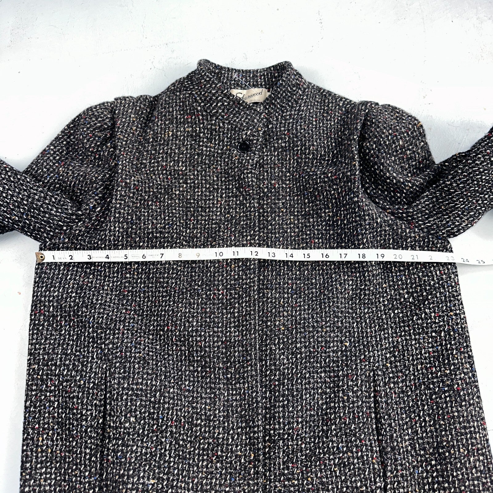 Sherwood of Ohio Jacket Pea Coat 1970s Cloak USA 70s Rockabilly Speckle Wool