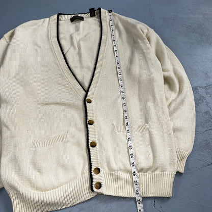 VTG John Ashford Pure 100% Cotton Cardigan Sweater Size Large Ivory White