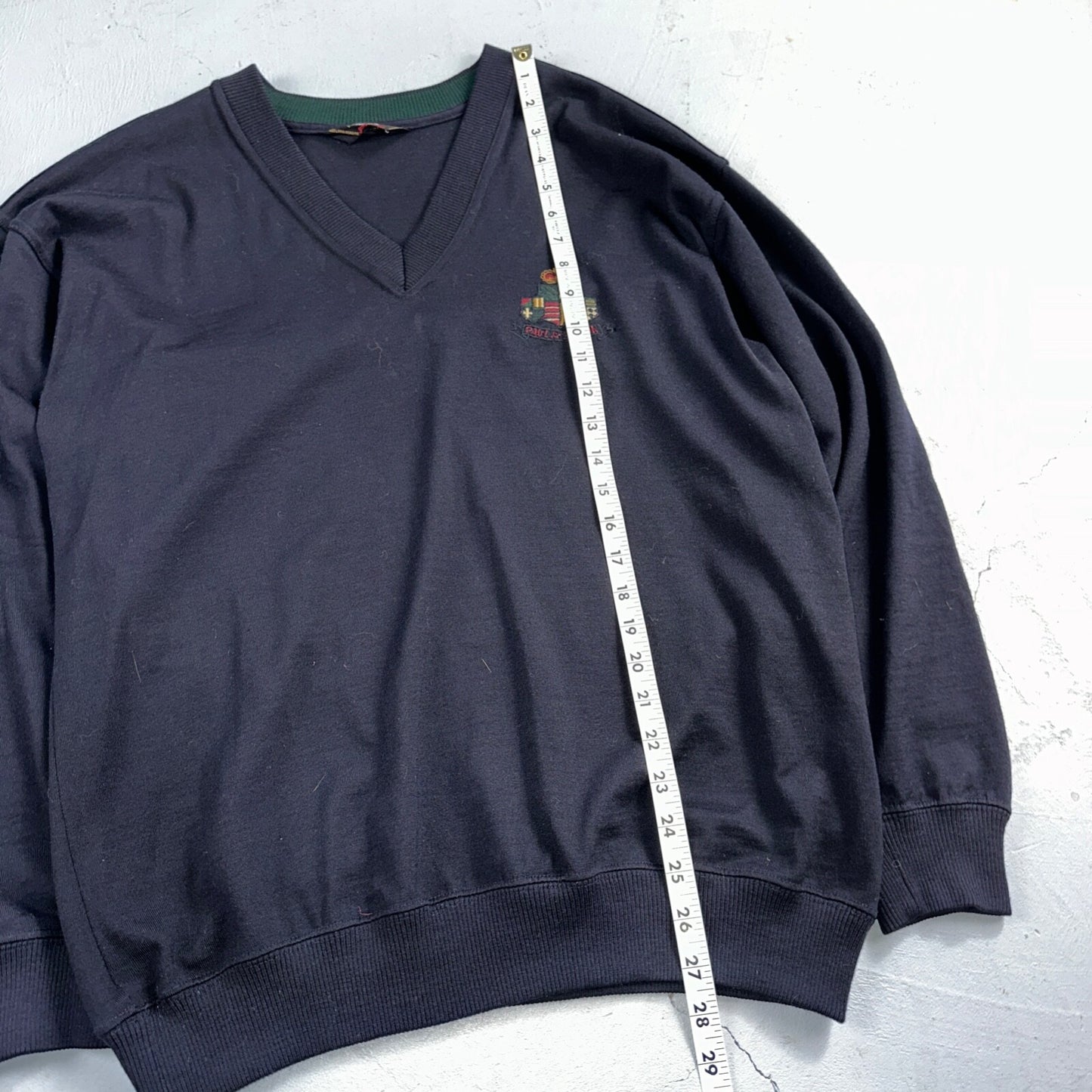 Paul & Shark Yachting Men’s Sweater Navy Patch Pullover Size L Wool V Neck