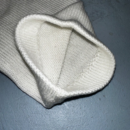 Vintage 1970s 70s White Basic Cardigan MCM Rockabilly Simple Acrylic 80s Preppy