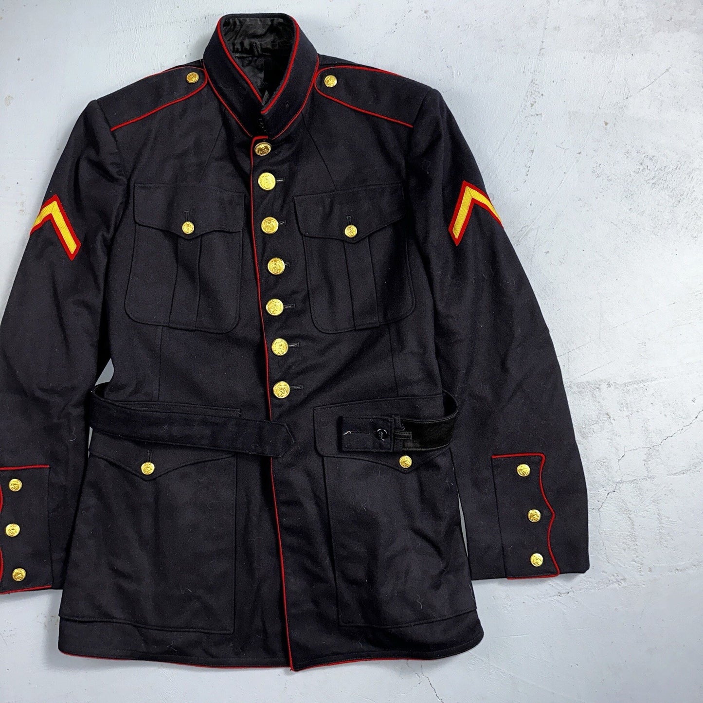 VTG Authentic WWII Paramarine United States Marine Corp Dress Blue Jacket USMC