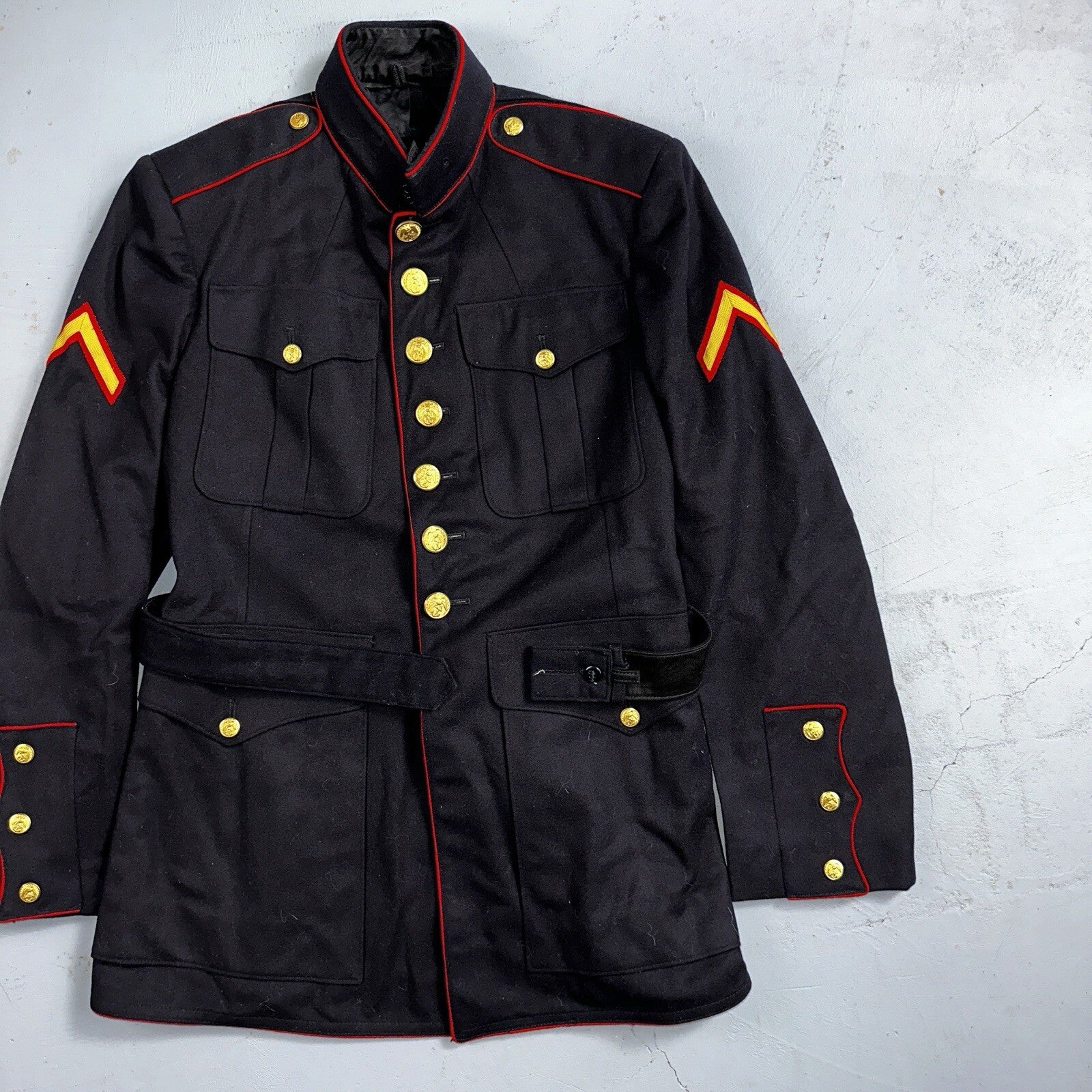VTG Authentic WWII Paramarine United States Marine Corp Dress Blue Jacket USMC