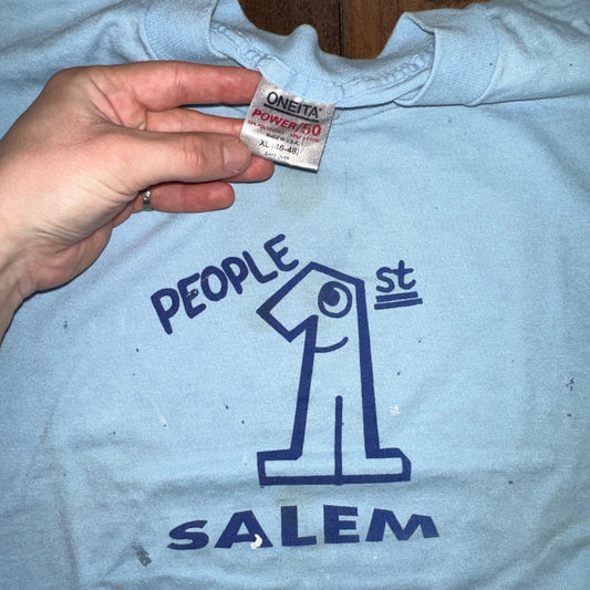 Oneita Number 1 Salem Oregon Vintage T Shirt 80s USA XL Thrashed Stained Paint