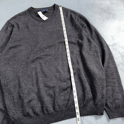 346 Brooks Brothers Mens XL Fine Italian Merino Wool Gray Sweater Tags