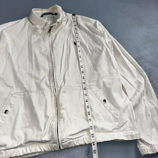 Vintage Polo Ralph Lauren Harrington Jacket White Cotton Size M USA Crop Fit