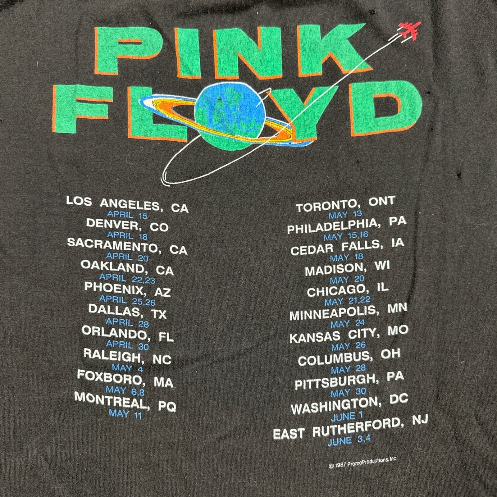 Vintage 1987 Pink Floyd Dark Side of the Moon USA T-Shirt Large Boxy 80s Rock