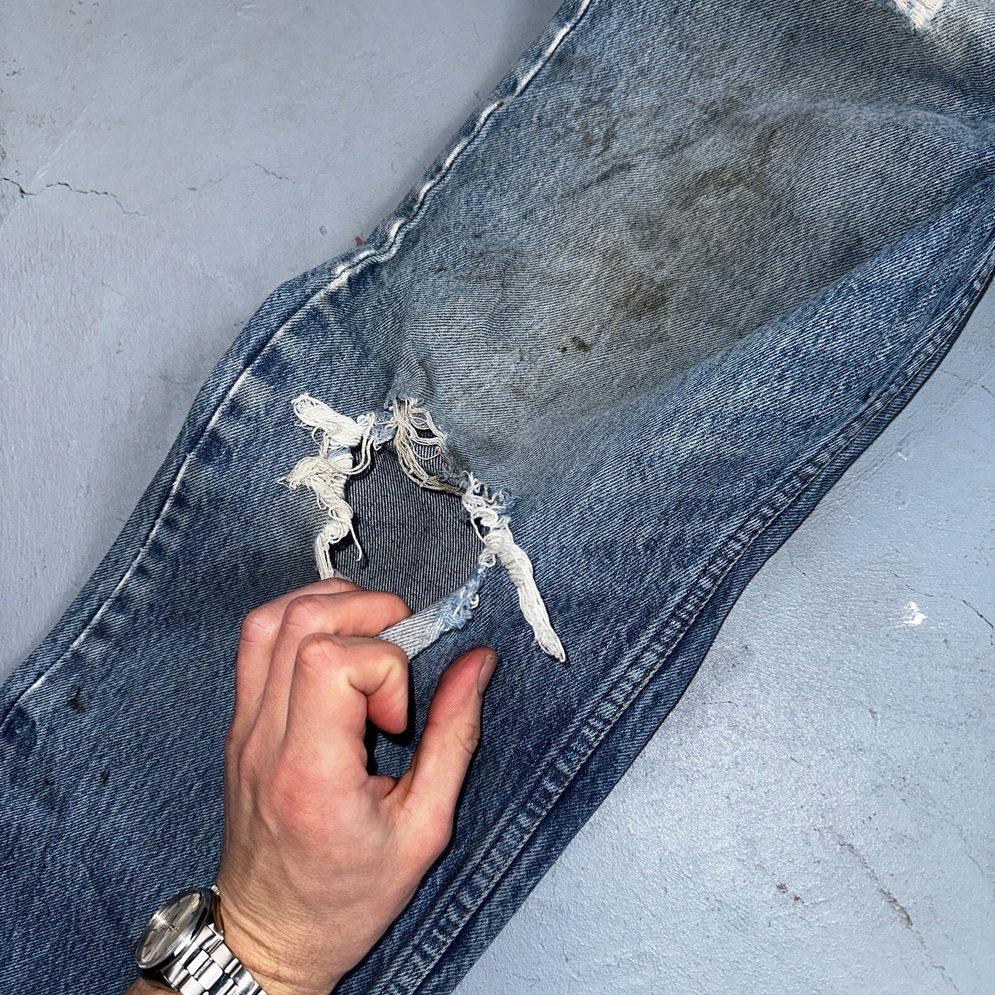 Levis 517 Vintage 80s USA Orange Tab Bootcut Flare Blue Worn Jeans Act 34x27