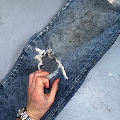 Levis 517 Vintage 80s USA Orange Tab Bootcut Flare Blue Worn Jeans Act 34x27