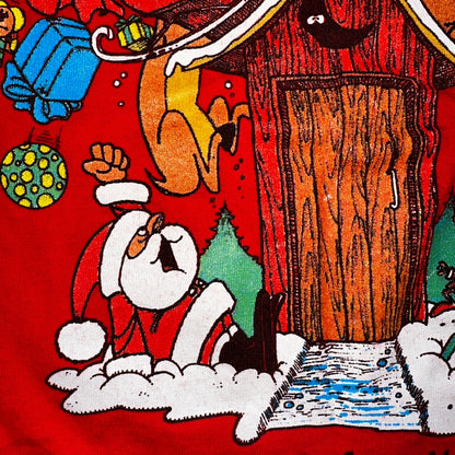 Christmas Funny Reindeer 80s VTG T Shirt Hall Garments Joke Lol Holidays Santa