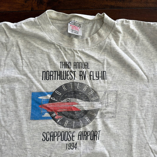 Portland Oregon Flying Vintage T Shirt Airport Scappoose 90s Airplane Oneita