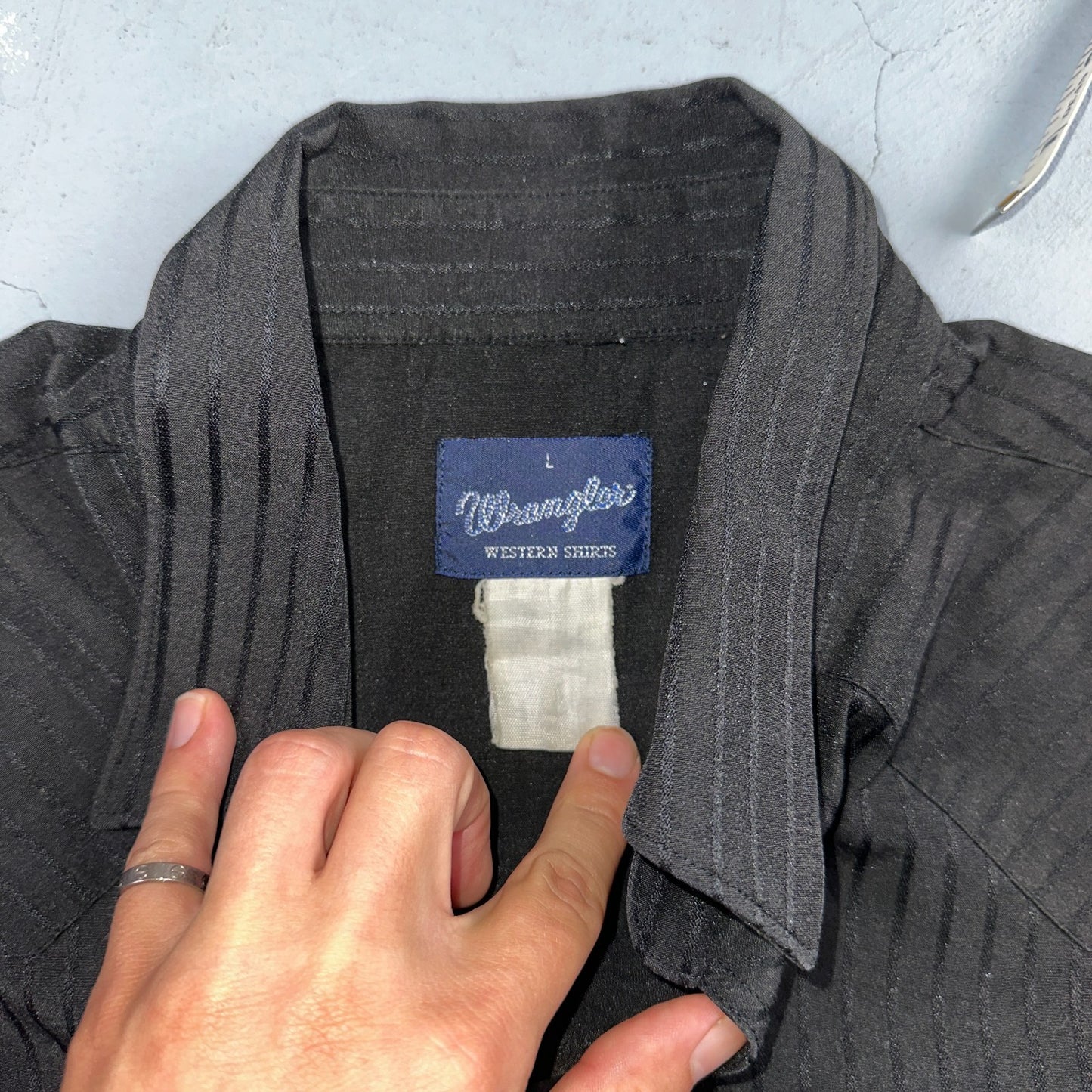 Vintage Wrangler Pearl Snap Shirt Men's Large Black Western 90s Cowboy