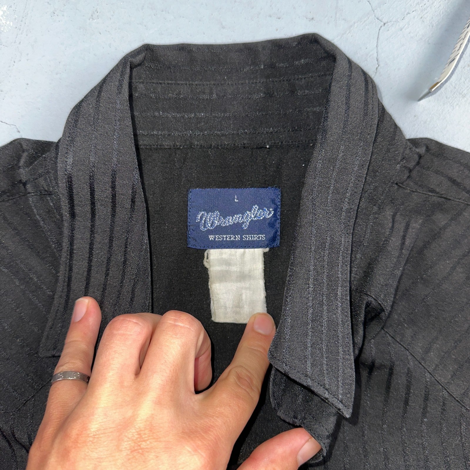 Vintage Wrangler Pearl Snap Shirt Men's Large Black Western 90s Cowboy