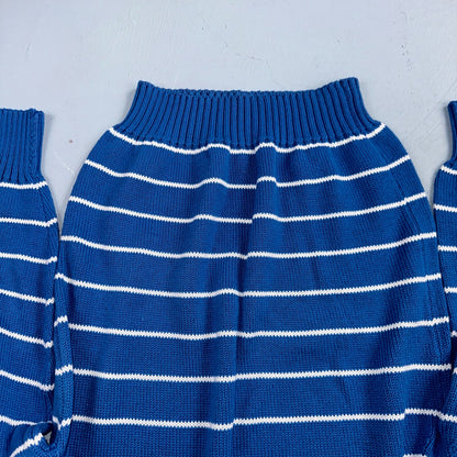 Vintage Preswick & Moore Cotton Blue Knit Crewneck Sweater Striped Chic