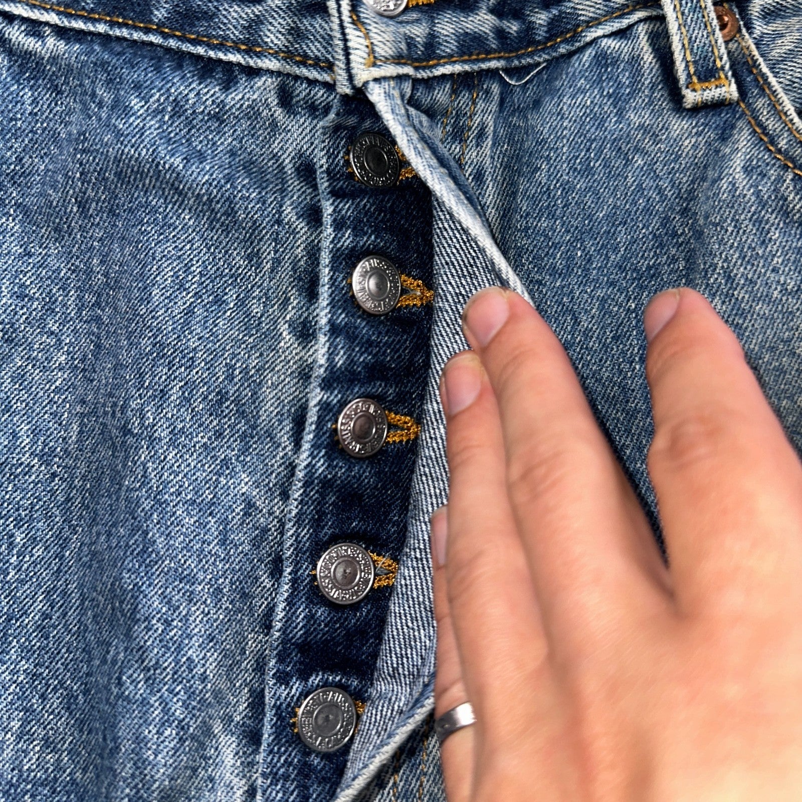 Levis 501 Vintage 90s Mexico Straight Leg Jeans Blue Light Wash 38x30 Act 37x31