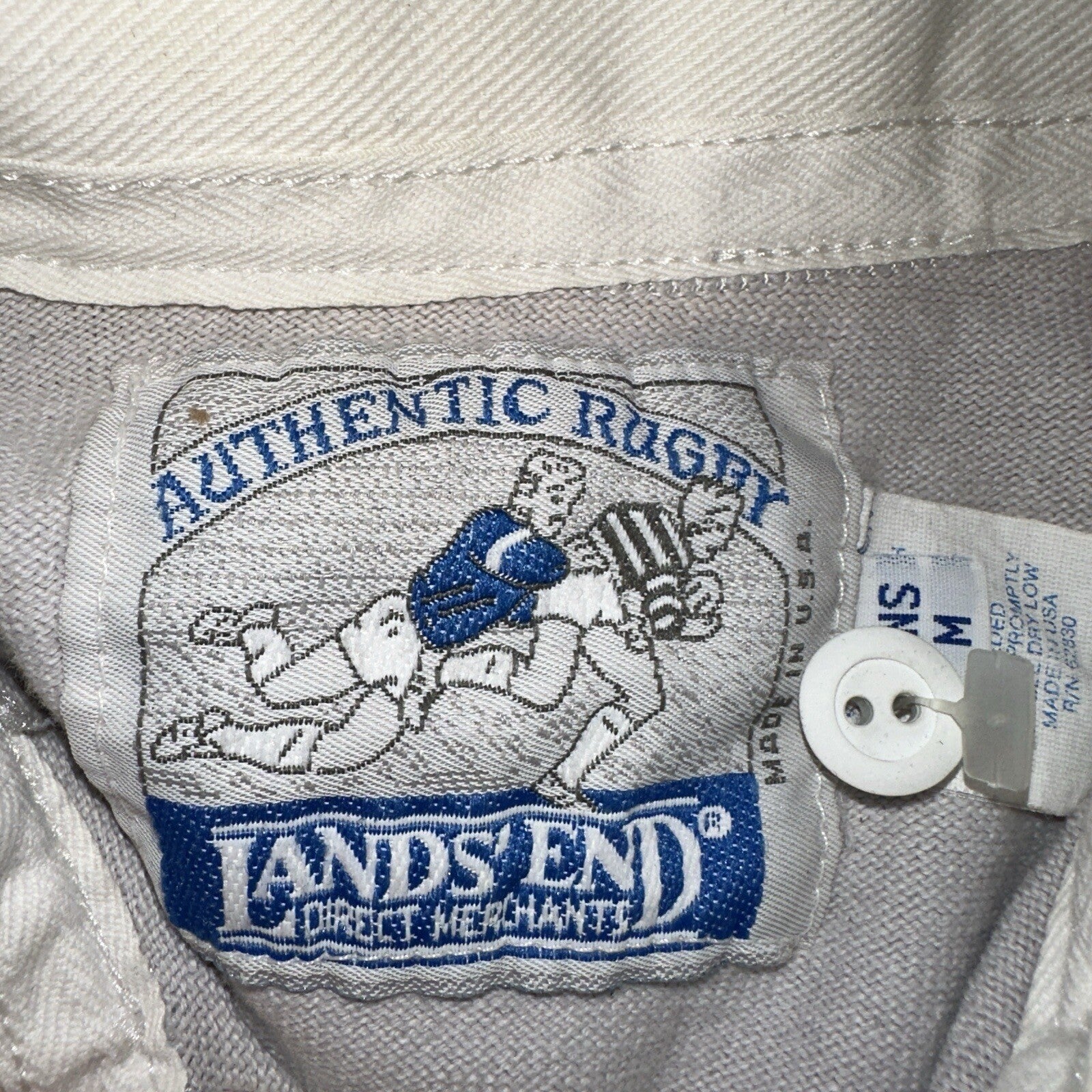 Vintage 90s Lands End Authentic Rugby Collard Striped Shirt Polo Men’s M USED