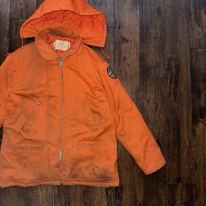 Vtg 50s 60s Hunters Friend Orange L Canvas Hunting Jacket Work Coat Rockabilly