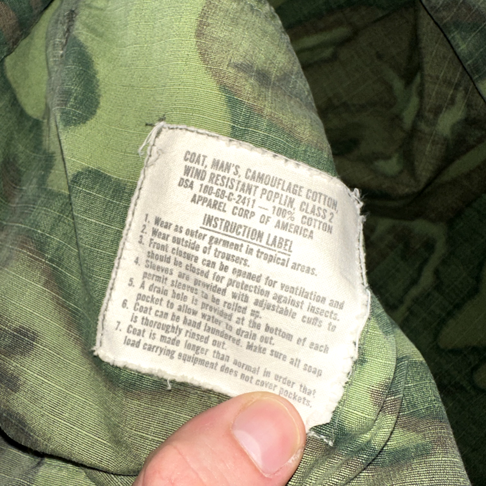 USMC 1968 Military Camouflage Wind Resistant Poplin Coat Camo Jacket Alpha 60s