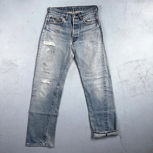Levis 501 Vintage 80s Redline Selvedge USA XX Jeans Light Wash 30x34 Act 28X30
