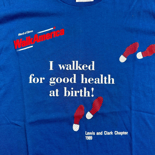 March Dimes Foot Print 80s VTG T Shirt 1989 Portland Oregon PDX Birth Baby Fun