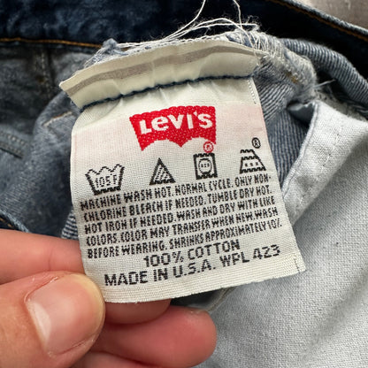 Vintage 90s Levis 501 34x32 USA Blue Denim Jeans Act 30x27 Thrashed Distressed