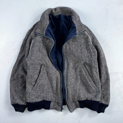 PENDLETON VTG USA Men’s Medium Blue Insulated Wool Bomber Jacket Broken Zipper