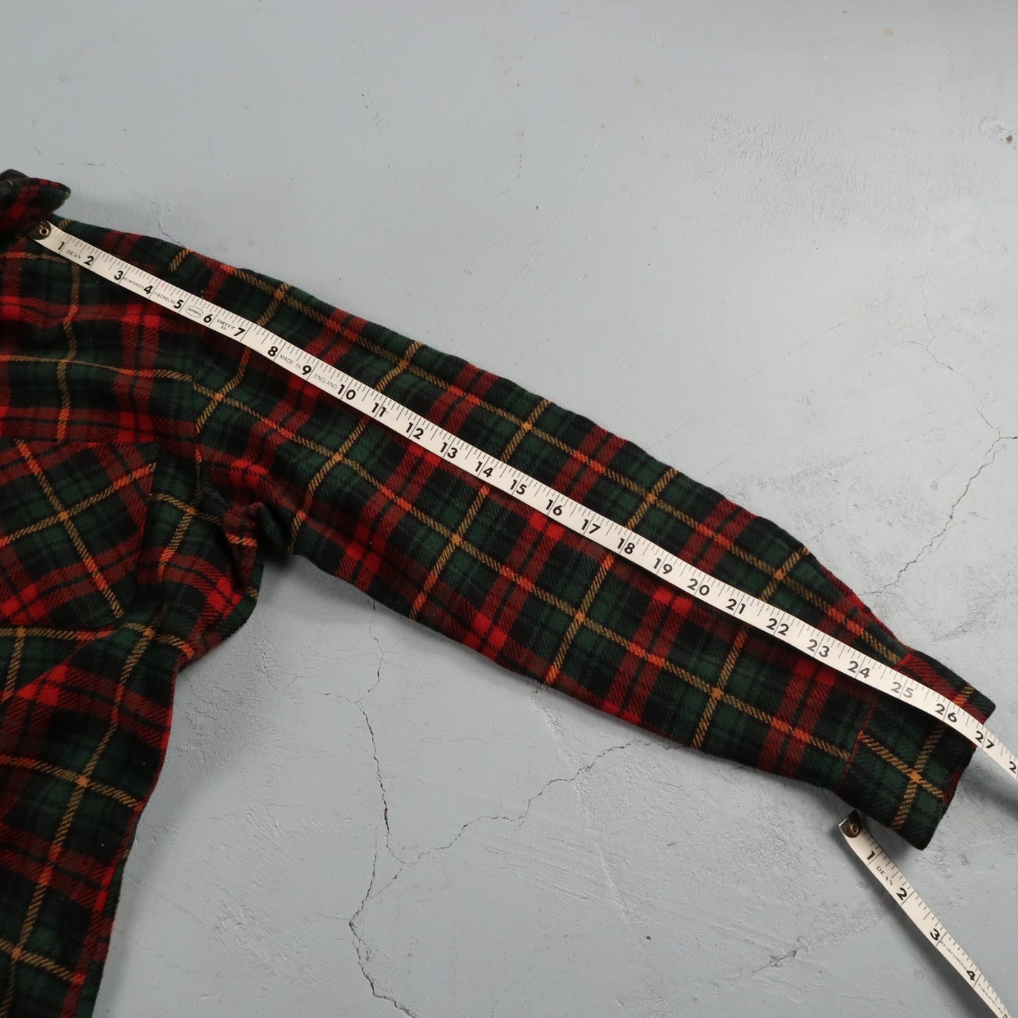 VTG 60s Wool Button Down Shirt Loop Wool Plaid Flannel Shirt 50s Red Rockabilly