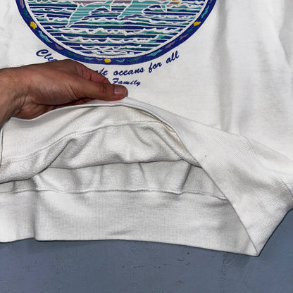 Ocean Keep Clean Hawaii Sail Boat VTG 80s Crewneck Sweatshirt White Earth Peace