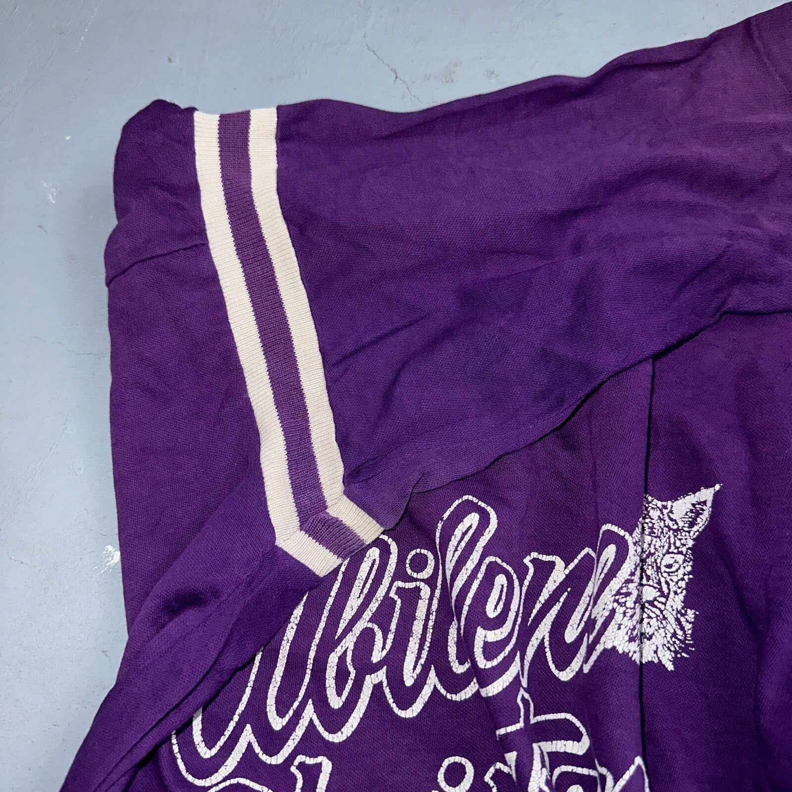 Abilene Christian University Texas 70s VTG T Shirt Football Raglan Purple 1970s