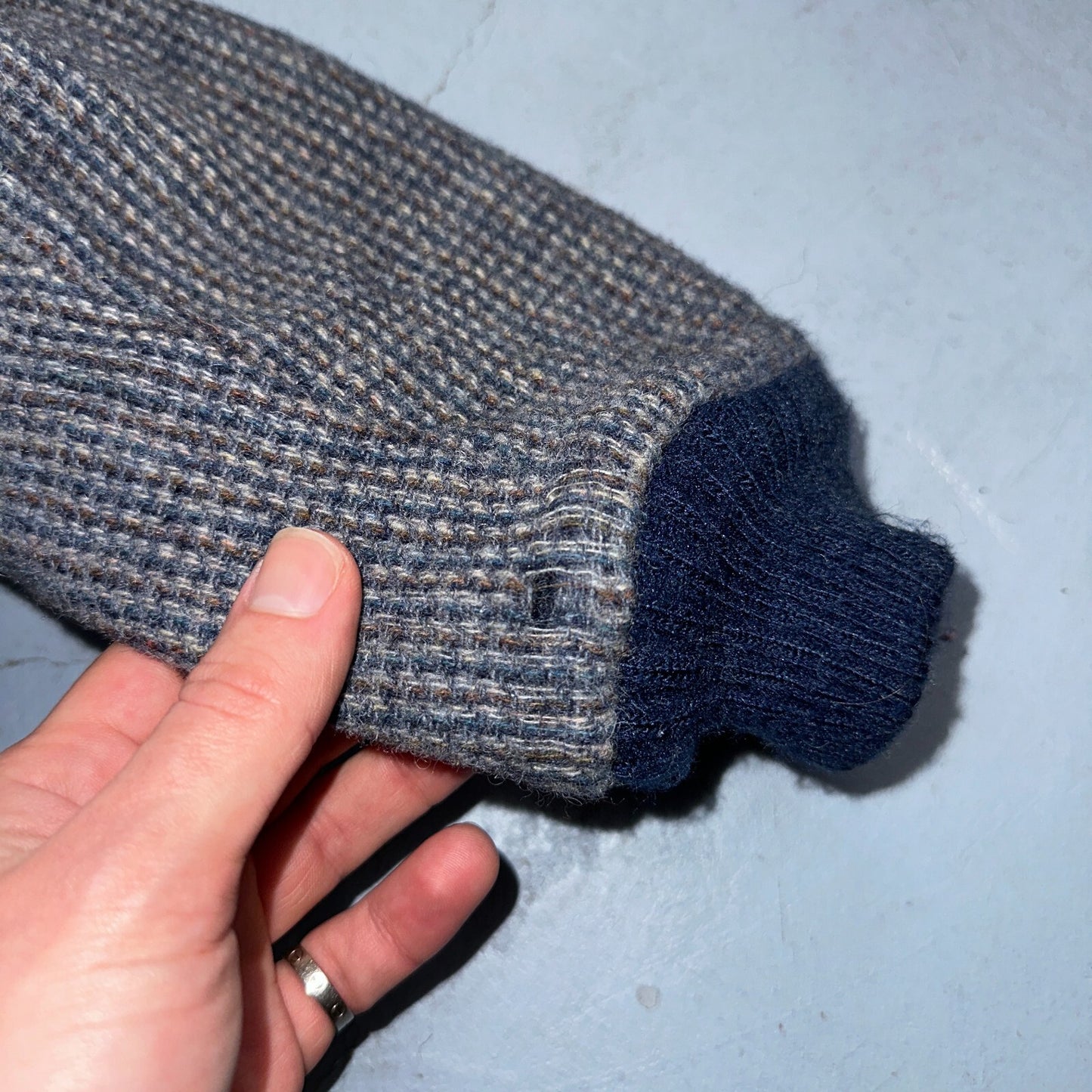 PENDLETON VTG USA Men’s Medium Blue Insulated Wool Bomber Jacket Broken Zipper