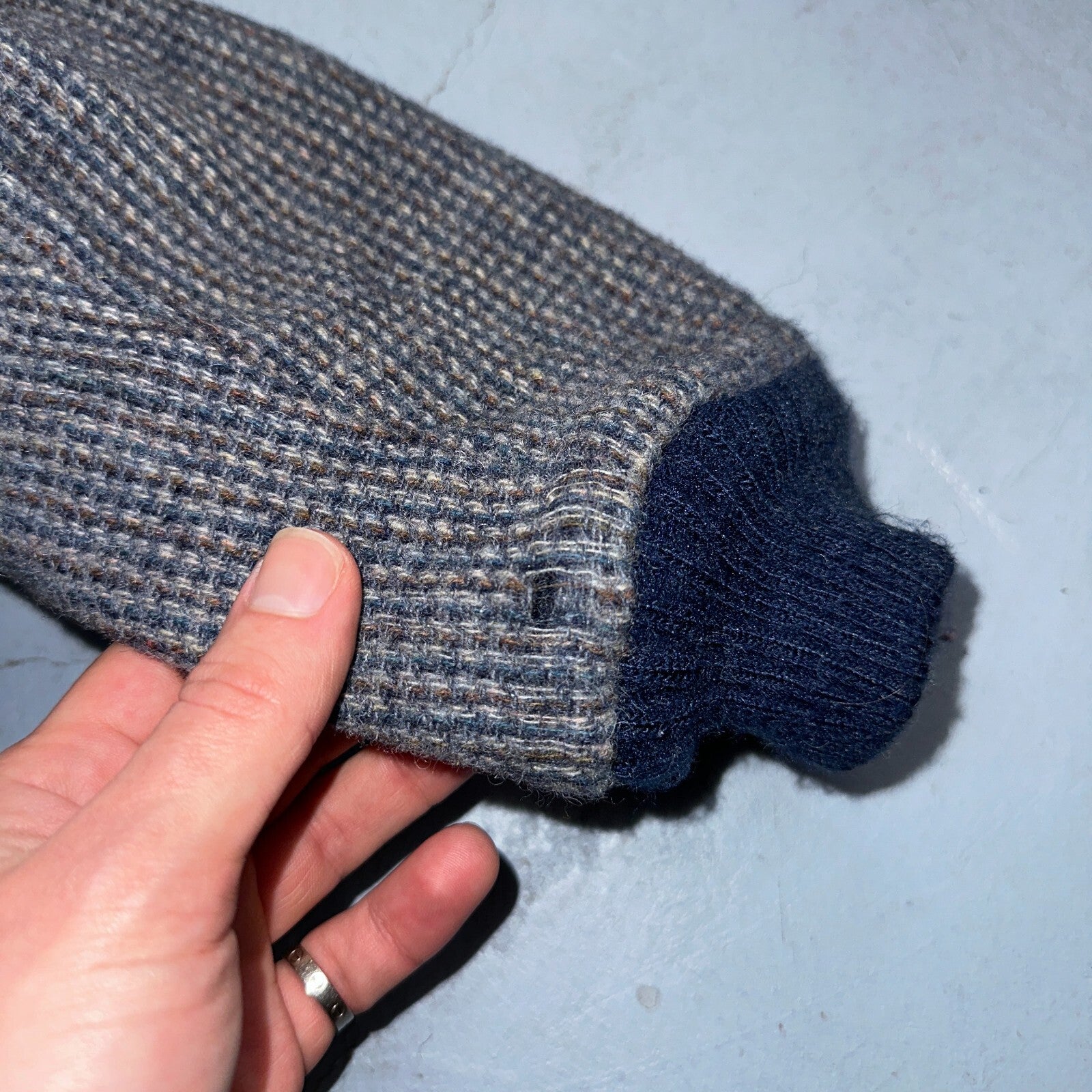 PENDLETON VTG USA Men’s Medium Blue Insulated Wool Bomber Jacket Broken Zipper