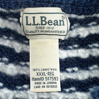 LL Bean VTG Sweater Mens 3XL Birdseye Norwegian Wool Fisherman Blue Heritage