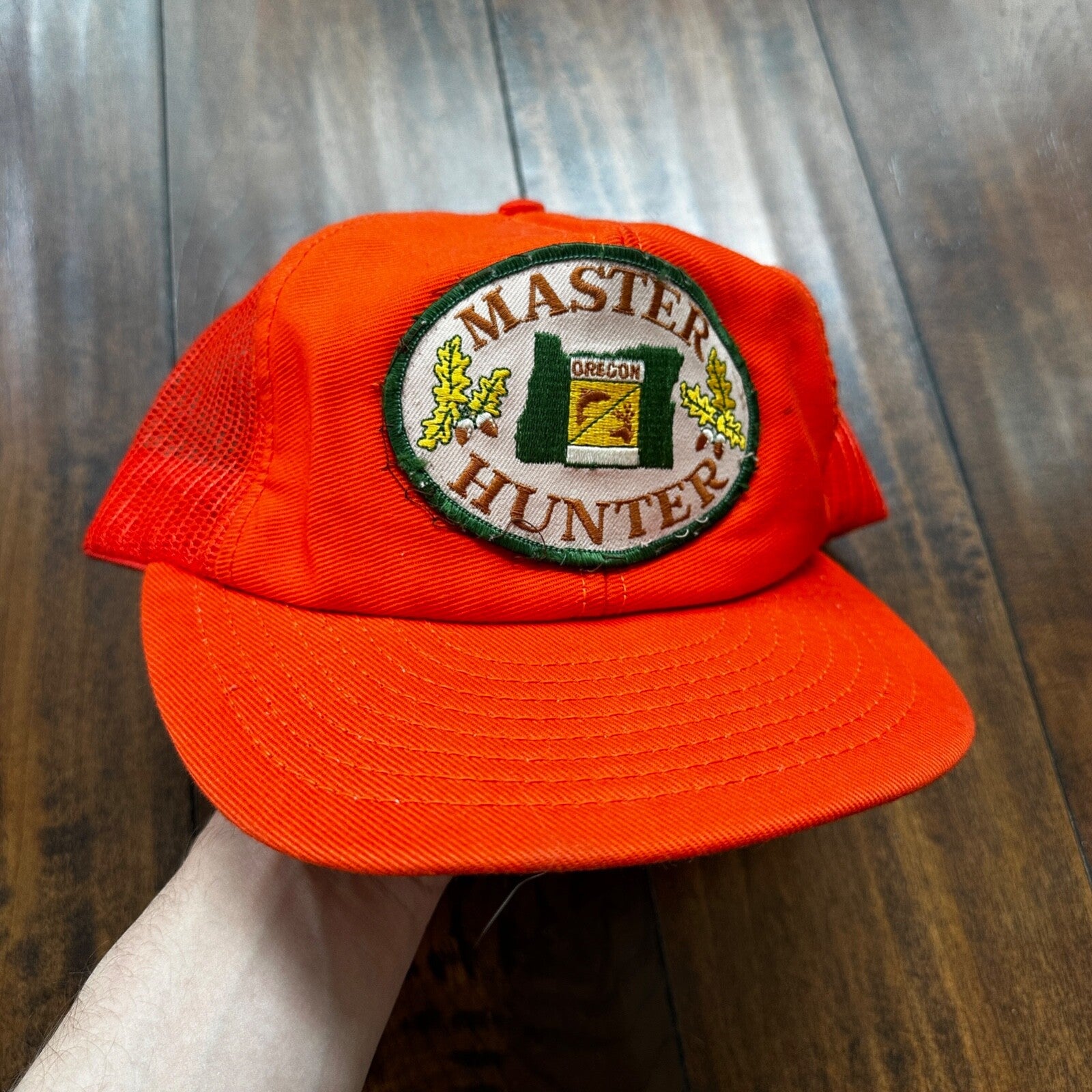 Master Hunter Orange VTG Hat Cap Snapback Oregon ORange Hunting Cool 80s