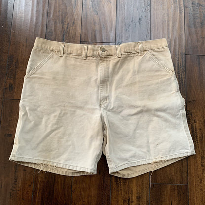 Vintage USA Made Carhartt Men's Thrashed Canvas Carpenter Shorts 90s Double Knee