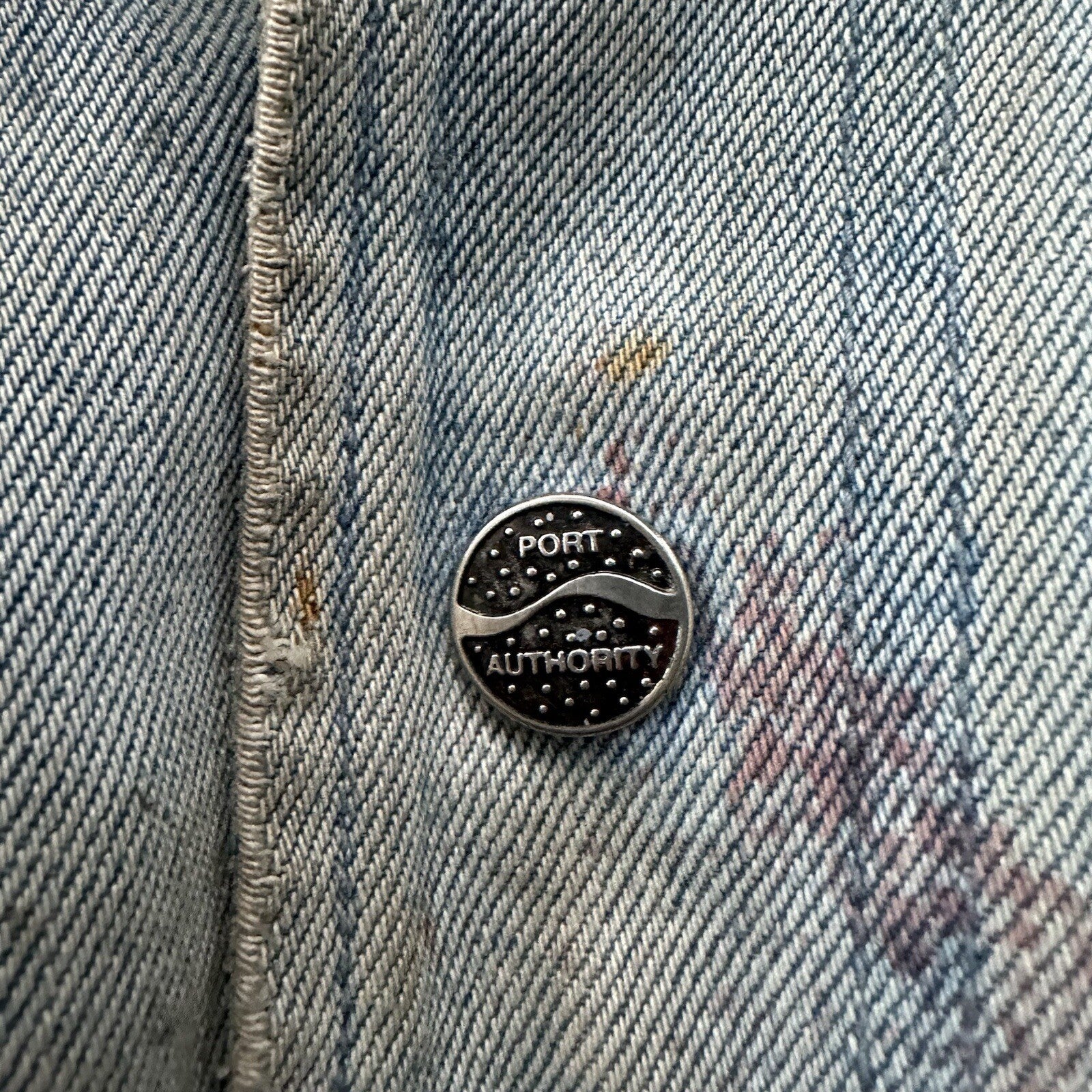 Vintage Oregon 90s Denim Varsity Jacket Bomber Salem Auto NASCAR Racing Thrashed