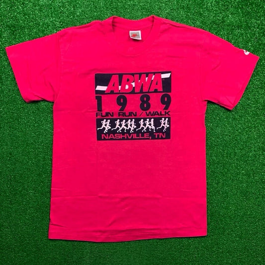 Nike Vintage T Shirt USA  Gray Tag 1989 Nashville Running Marathon Pink 80s 