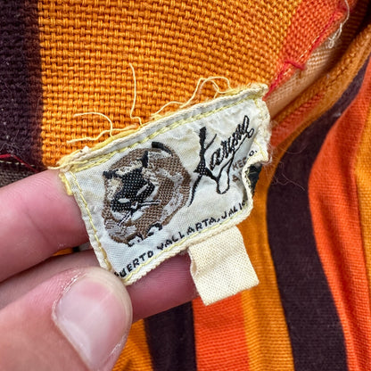 VTG 1960s Rockabilly Womens Dress Summer Skirt 60s 70s Top Orange Mexico Stripe