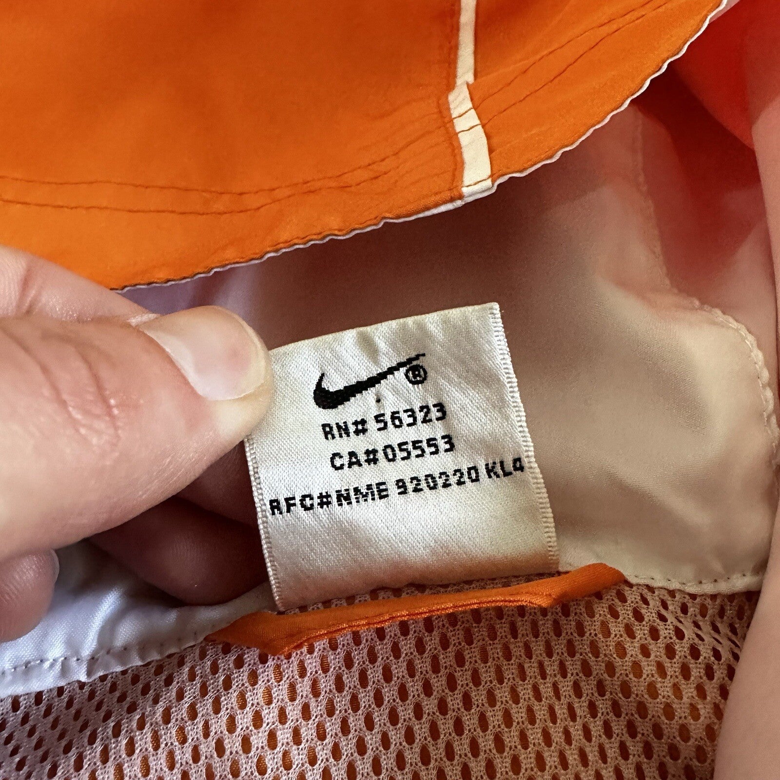 Vintage Nike Womens S 90s Windbreaker Center Swoosh Orange Anorak Coat Jacket