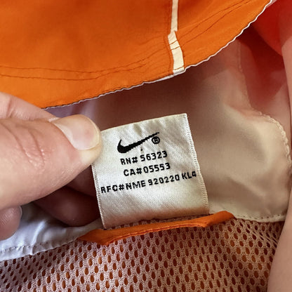 Vintage Nike Womens S 90s Windbreaker Center Swoosh Orange Anorak Coat Jacket
