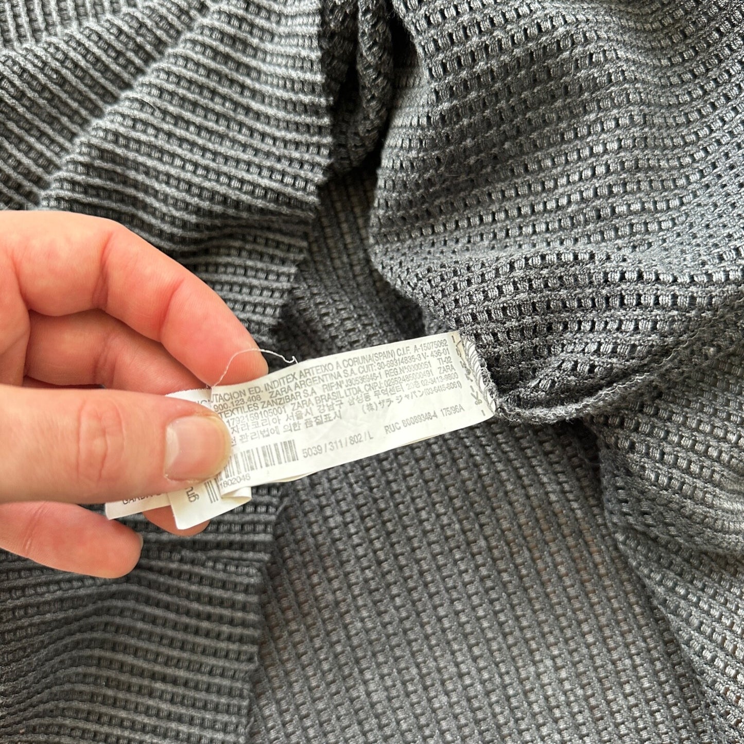 Zara Knit Chainmill Womens Sweater Shirt Size L Black/Grey Cute Top Crop