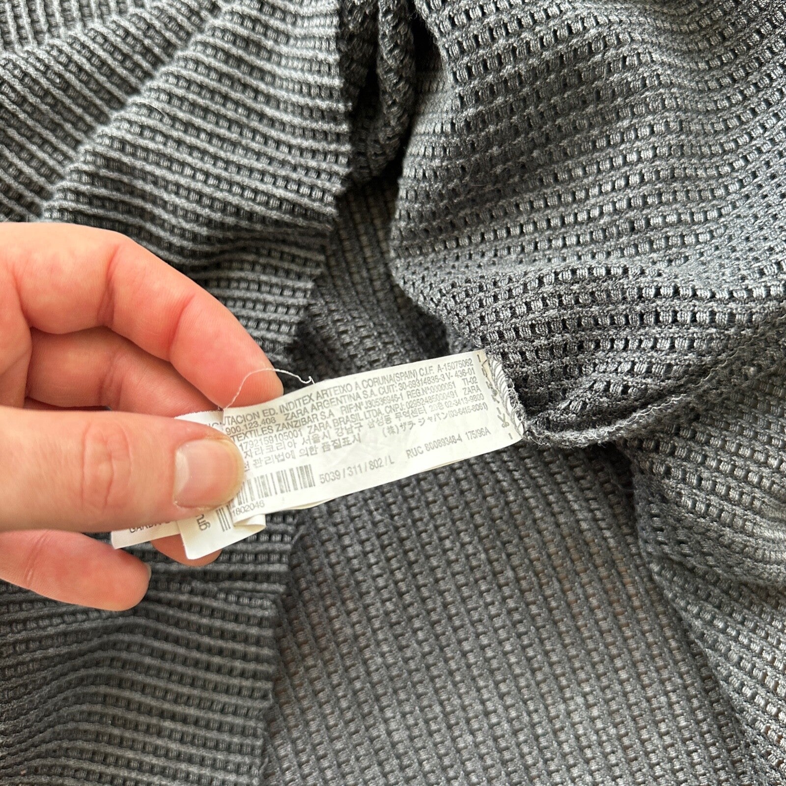 Zara Knit Chainmill Womens Sweater Shirt Size L Black/Grey Cute Top Crop